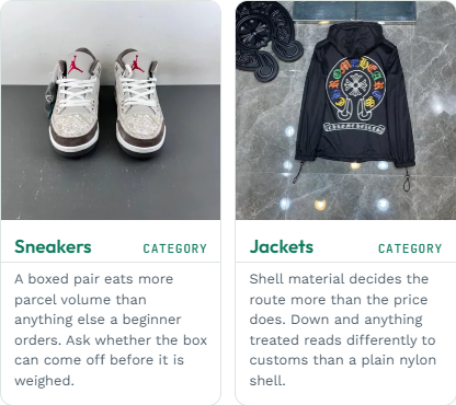 Two categories on this Spreadsheet, with product photos and shopping notes